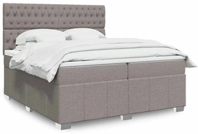 Κρεβάτι Boxspring με Στρώμα Taupe 200x200 εκ. Υφασμάτινο