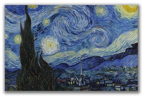 Διακοσμητικός πίνακας Wallxpert 978VNC1174, Starry Night by Vincent Van Gogh, 45x70 cm, Μπλε