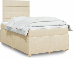 vidaXL Κρεβάτι Boxspring με Στρώμα Κρεμ 120x200 εκ. Υφασμάτινο