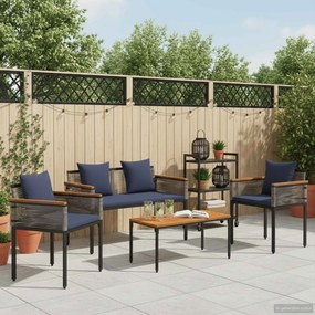 vidaXL Σετ Εξωτερικών Επίπλων Γκρι και Navy Blue συνθετικό ρατάν