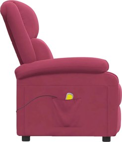 vidaXL Πολυθρόνα Μασάζ Μπορντό Βελούδινη