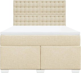 vidaXL Κρεβάτι Boxspring με Στρώμα Κρεμ 160x200 εκ. Υφασμάτινο