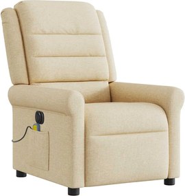 vidaXL Πολυθρόνα Μασάζ Ανακλινόμενη Ηλεκτρική Κρεμ Υφασμάτινη