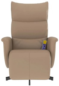 vidaXL Πολυθρόνα Μασάζ Ανακλινόμενη με Υποπόδιο Καπουτσίνο