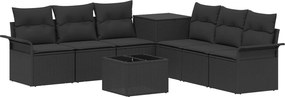 vidaXL Σετ Καναπέ 8 τμχ. Μαύρο 55 x 55 x 37 εκ Πολυ-ρακί και Χάλυβας