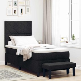 vidaXL Κρεβάτι με ελατήρια με στρώμα Μαύρο 100 x 200 cm ύφασμα