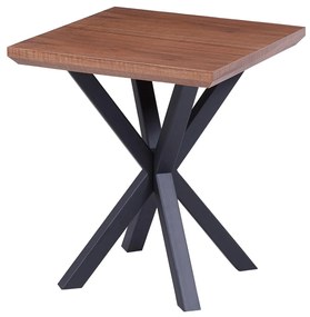 SIDE TABLE  MDF WITH WALNUT VENEER TOP-BLACK METAL BASE 50x50x58Hcm.