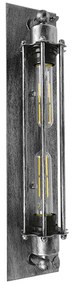 GloboStar REBELL 01567 Vintage Industrial Φωτιστικό Τοίχου Απλίκα Δίφωτο Ασημί Σκουριά Μεταλλικό Πλέγμα Μ9.5 x Π10 x Υ47cm - 01567