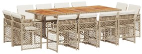 vidaXL Σετ Τραπεζαρίας Κήπου 13 τεμ. Μπεζ Συνθ. Ρατάν με Μαξιλάρια
