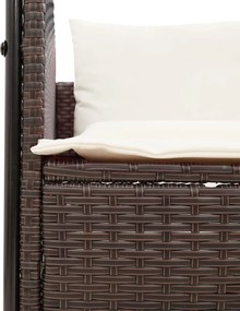 vidaXL Ξαπλώστρα Διπλή Καφέ από Συνθετικό Ρατάν με Οροφή / Κουρτίνες