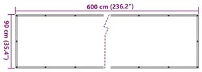 Διαχωριστικό Βεράντας Ανθρακί 90 x 600 εκ. από Ύφασμα Oxford - Ανθρακί