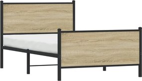 vidaXL Σκελετός Κρεβ. Χωρίς Στρώμα Sonoma Δρυς 100x200 εκ. Μεταλλικό
