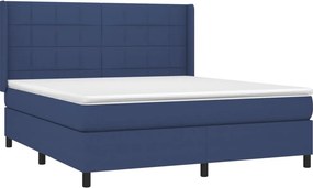 vidaXL Κρεβάτι Boxspring με Στρώμα &amp; LED Μπλε 160x200 εκ. Υφασμάτινο