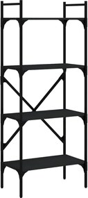 vidaXL Βιβλιοθήκη 4 Επιπέδων Μαύρη 56x31,5x138,5 εκ. Επεξεργ. Ξύλο