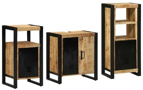 vidaXL Σετ Επίπλων Μπάνιου 3 pcs Καφέ και Μαύρο Στερεό ξύλο μάνγκο