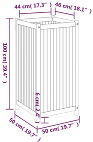 Ζαρντινιέρα Κήπου με Επένδυση 50x50x100 εκ. Μασίφ Ξύλο Ακακίας - Καφέ