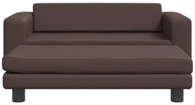 vidaXL Καναπές Παιδικός με Υποπόδιο Καφέ 100 x 50 x 30 εκ. Συνθ. Δέρμα