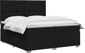 vidaXL Κρεβάτι box spring με στρώμα Μαύρο 200 x 200 cm Ύφασμα