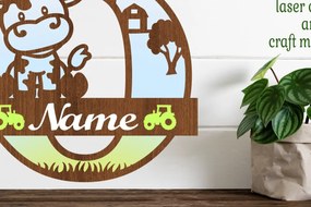 Intra απο ξύλο plywood 3mm-4mm πάχος - Μονόγραμμα κεφαλαίου αγελάδας Γράμμα O  Cut Δίασταση 30x20 cm INTRAFABR-74483882