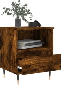 vidaXL Κομοδίνα 2 τεμ. Καπνιστή Δρυς 40 x 35 x 50 εκ. Επεξεργ. Ξύλο