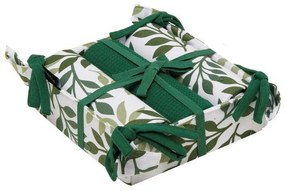 Πετσέτες Κουζίνας Pane 253 Σε Καλαθάκι (Σετ 4τμχ) White-Green Kentia 40x70cm 100% Βαμβάκι
