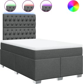 vidaXL Κρεβάτι Boxspring με Στρώμα Σκούρο Γκρι 120x190 εκ Υφασμάτινο