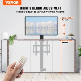 VEVOR Motorized TV Lift Stroke Length 28 Inches Motorized TV Mount Fit for 26-57 Inch TV Lift with Remote Control Height Adjustable 28 Inch Load Capacity 132 Lbs