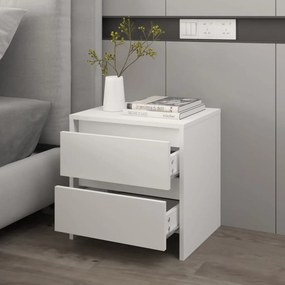 vidaXL Κομοδίνο Λευκό 45 x 34,5 x 44,5 εκ. από Μοριοσανίδα