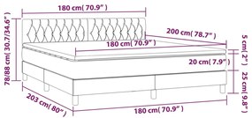 vidaXL Κρεβάτι Boxspring με Στρώμα Σκούρο Γκρι 180x200 εκ Υφασμάτιν