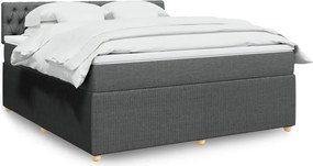 vidaXL Κρεβάτι Boxspring με Στρώμα Σκούρο Γκρι 180x200 εκ Υφασμάτιν