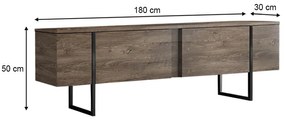 Έπιπλο τηλεόρασης Luxe Megapap χρώμα καρυδί 180x30x50εκ.