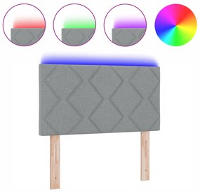 vidaXL LED Κεφαλάρι Σχεδιασμού Διαμαντιών Ανοιχτό Γκρι 80 εκ. Ύφασμα