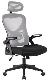 WOODWELL BF3050 Πολυθρόνα Γραφείου- Διευθυντή, Mesh Μαύρο-Γκρι, Μπράτσα up-down 63x63x118/128cm ΕΟ5301,1