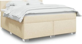 vidaXL Κρεβάτι Boxspring με Στρώμα Κρεμ 180x200 εκ. Υφασμάτινο