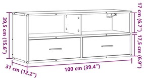 Έπιπλο Τηλεόρασης Μαύρο 100x31x39,5 εκ. Επεξεργ. Ξύλο / Μέταλλο - Μαύρο