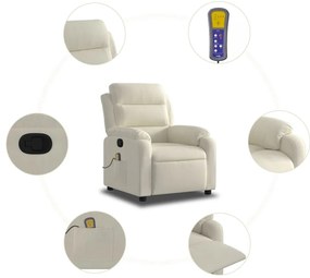 vidaXL Πολυθρόνα Μασάζ Ανακλινόμενη Κρεμ Βελούδινη