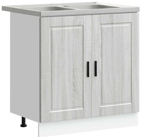 vidaXL Βάση νιπτήρα 2 pcs Γκρι 80 x 46 x 84.5 εκ. Επεξεργασμένο ξύλο