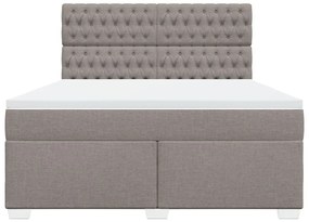 Κρεβάτι Boxspring με Στρώμα Taupe 180x200 εκ. Υφασμάτινο - Μπεζ-Γκρι