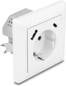 DELOCK πρίζα τοίχου 11499 με θύρες φόρτισης USB &amp; USB-C, 18W PD, λευκή