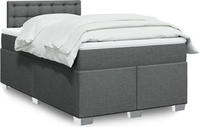 vidaXL Κρεβάτι Boxspring με Στρώμα Σκούρο Γκρι 120x190 εκ Υφασμάτινο