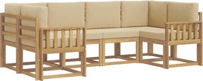 vidaXL Σειρά Καναπέ Εξωτερικού με μαξιλάρι 6 pcs Λευκό και Μπεζ