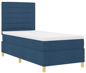 vidaXL Κρεβάτι με ελατήρια με στρώμα Μπλε 100 x 200 cm ύφασμα