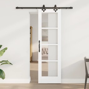 vidaXL Συρόμενη Πόρτα  με Σετ Υλικών Λευκό 61x198.5 εκ. Στερεό Ξύλο Πεύκου