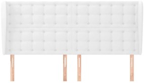 vidaXL Κεφαλάρι με Πτερύγια Λευκό 183x23x118/128 εκ. Συνθετικό Δέρμα