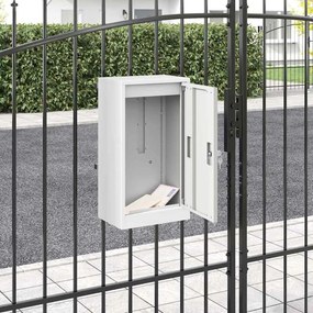 vidaXL γραμματοκιβώτιο με αποθήκευση Λευκό 30 x 20 x 55 εκ. Ατσάλι