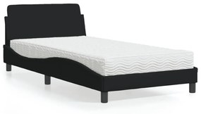 Κρεβάτι με Στρώμα Μαύρο 100 x 200 εκ. Υφασμάτινο