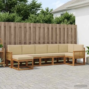 vidaXL Σειρά Καναπέ Εξωτερικού 7 pcs Φυσικό και Μπεζ Πολυεστέρας