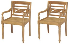 vidaXL Καρέκλες Batavia 2 τεμ. από Μασίφ Ξύλο Teak