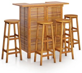 vidaXL Σετ Επίπλων Μπαρ Κήπου 5 Τεμαχίων από Μασίφ Ξύλο Ακακίας