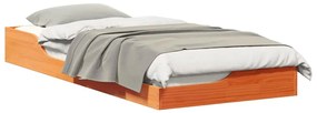 vidaXL Κρεβάτι δαπέδου Καφέ κεριού 80 x 210 cm Μασίφ ξύλο πεύκου